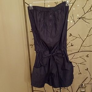 Blue Strapless Shorts Romper